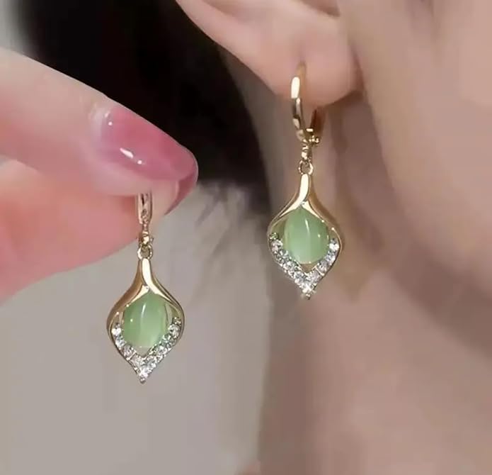 Green Stone Drop Earring