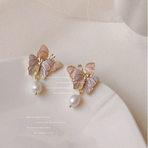 Purple Butterfly Retro Earrings