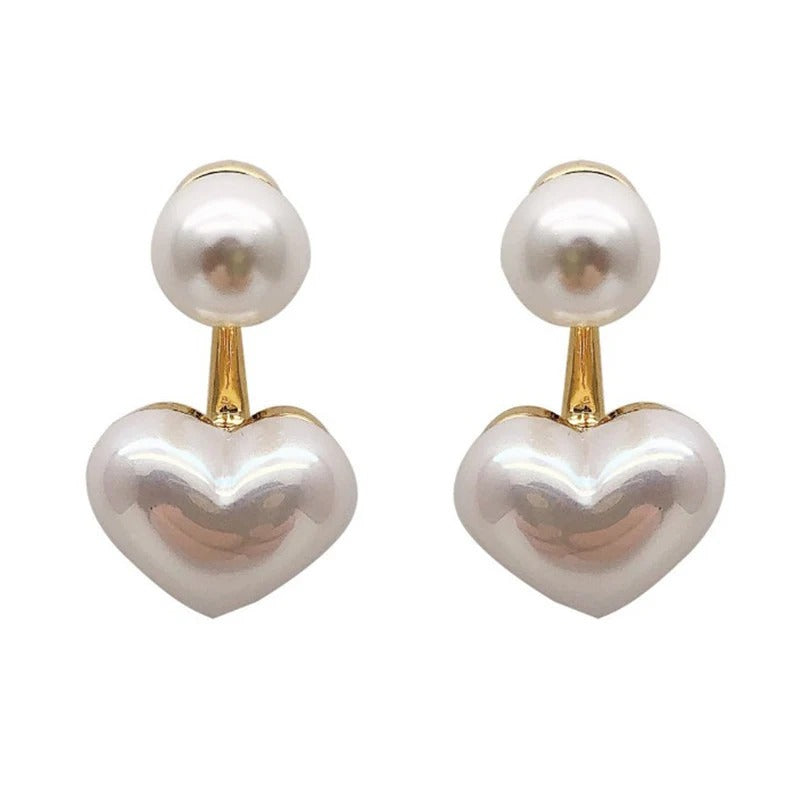 Simple Small Heart Pearl Earrings