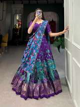 Printed Semi Stitched Lehenga Choli - Blue
