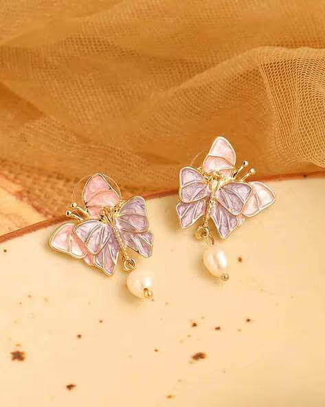 Purple Butterfly Retro Earrings