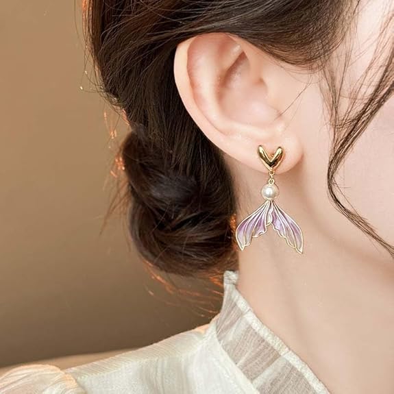 Heart Pearl Fishtail Earrings