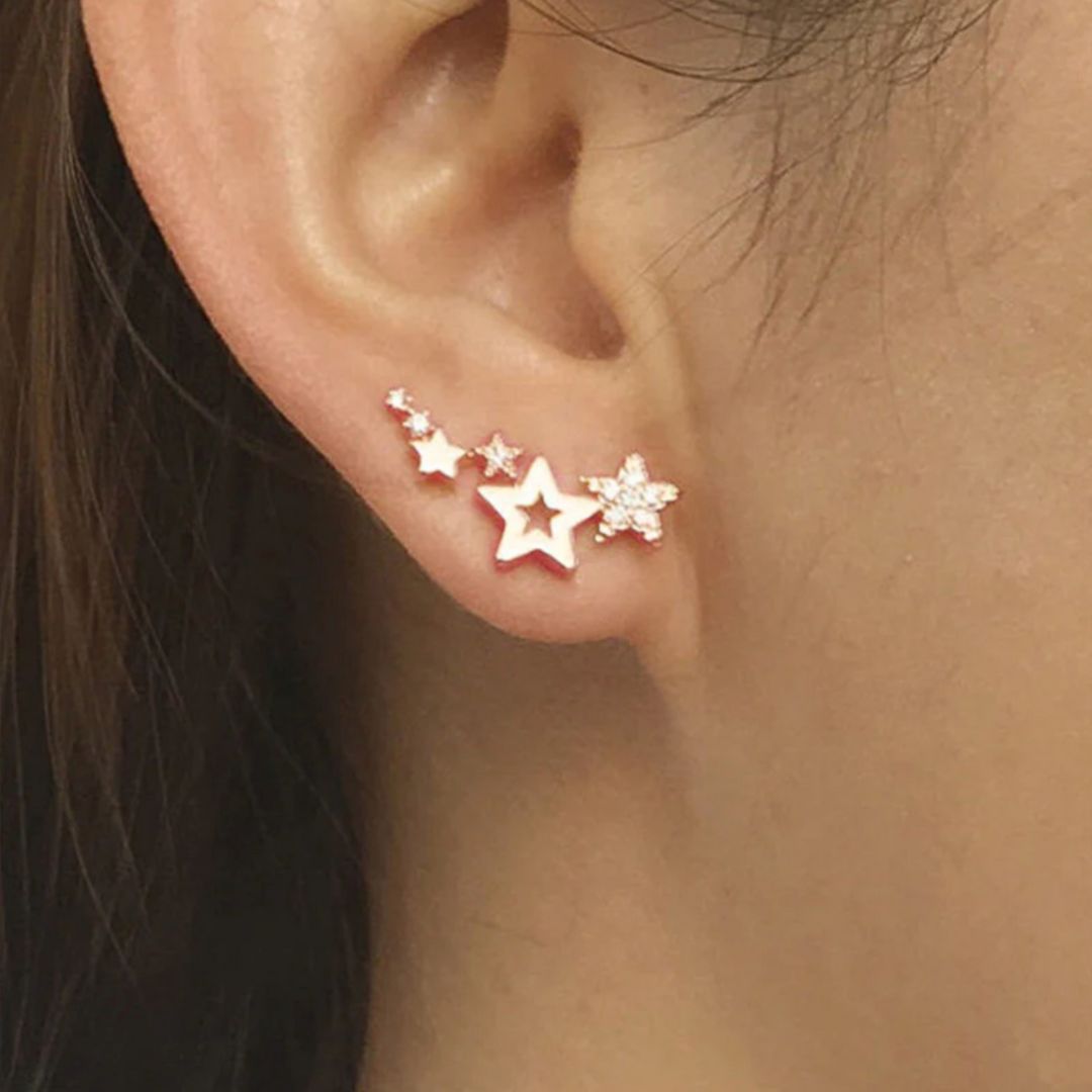 Small Zircon Star Earrings