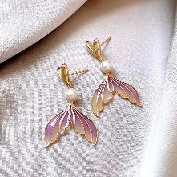 Heart Pearl Fishtail Earrings