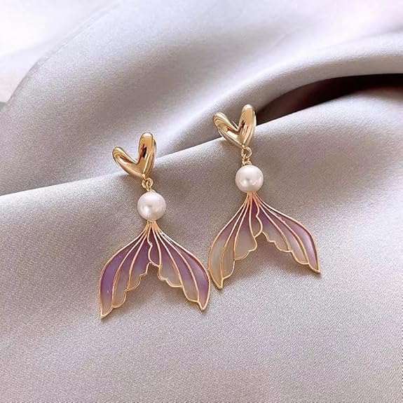 Heart Pearl Fishtail Earrings