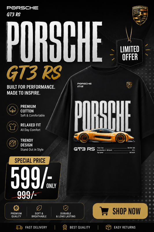 911 Sports Car Enthusiast Oversized T-Shirt — Auto Lover Graphic Tee, 260 GSM Cotton