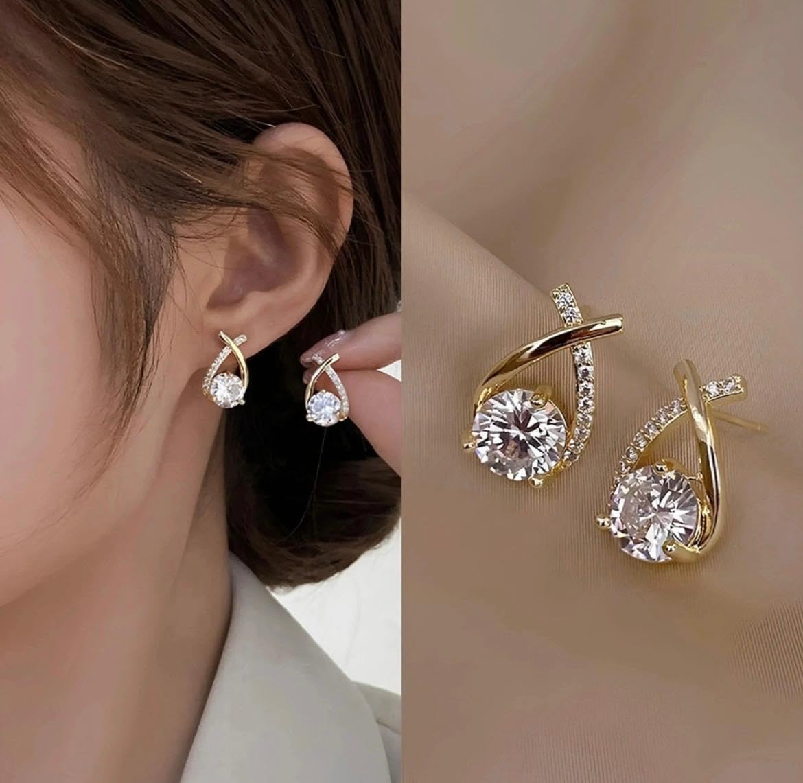 Faux Pearl and Crystal Rhinestone Earring