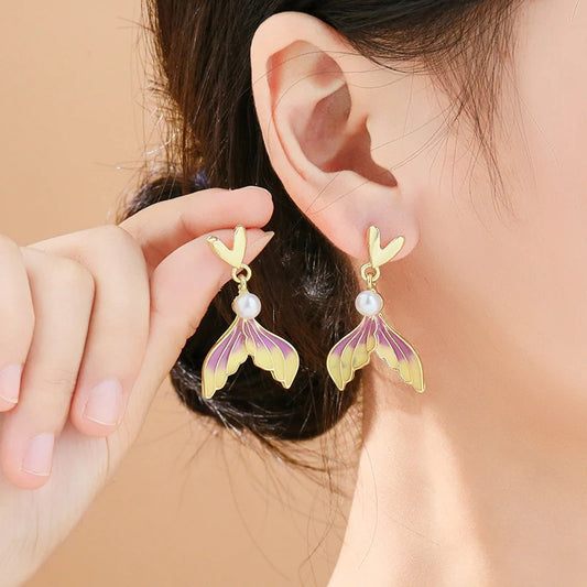 Heart Pearl Fishtail Earrings