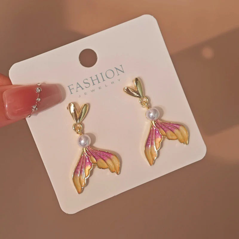 Heart Pearl Fishtail Earrings
