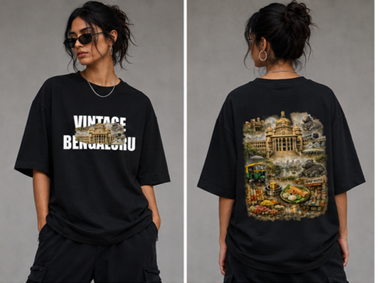 Vintage Bengaluru I Unisex Oversized Standard T-Shirt I Black