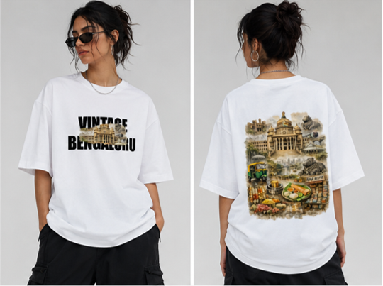 Vintage Bengaluru I Unisex Oversized Standard T-Shirt I 180 GSM