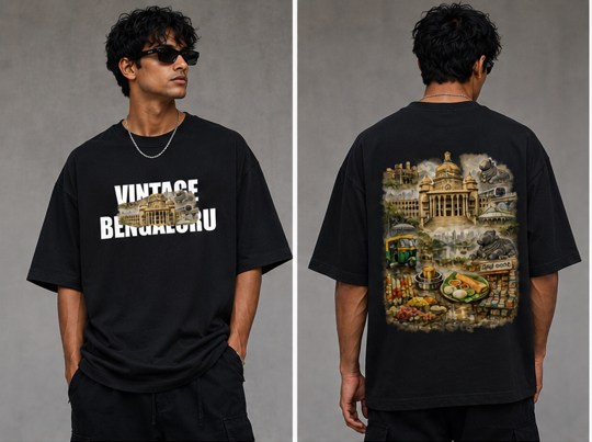 Vintage Bengaluru I Unisex Oversized Standard T-Shirt I Black