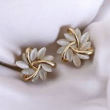 Leaf Shaped Opal Earrings