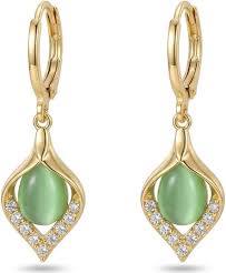 Green Stone Drop Earring
