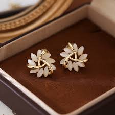Leaf Shaped Opal Earrings