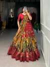 Printed Semi Stitched Lehenga Choli - RED